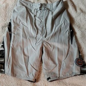 Kids Gray Shorts with Camouflage Detail